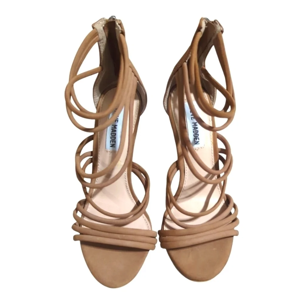 Steve Madden Santi Strappy Dress Sandals, Camel Leather LNC